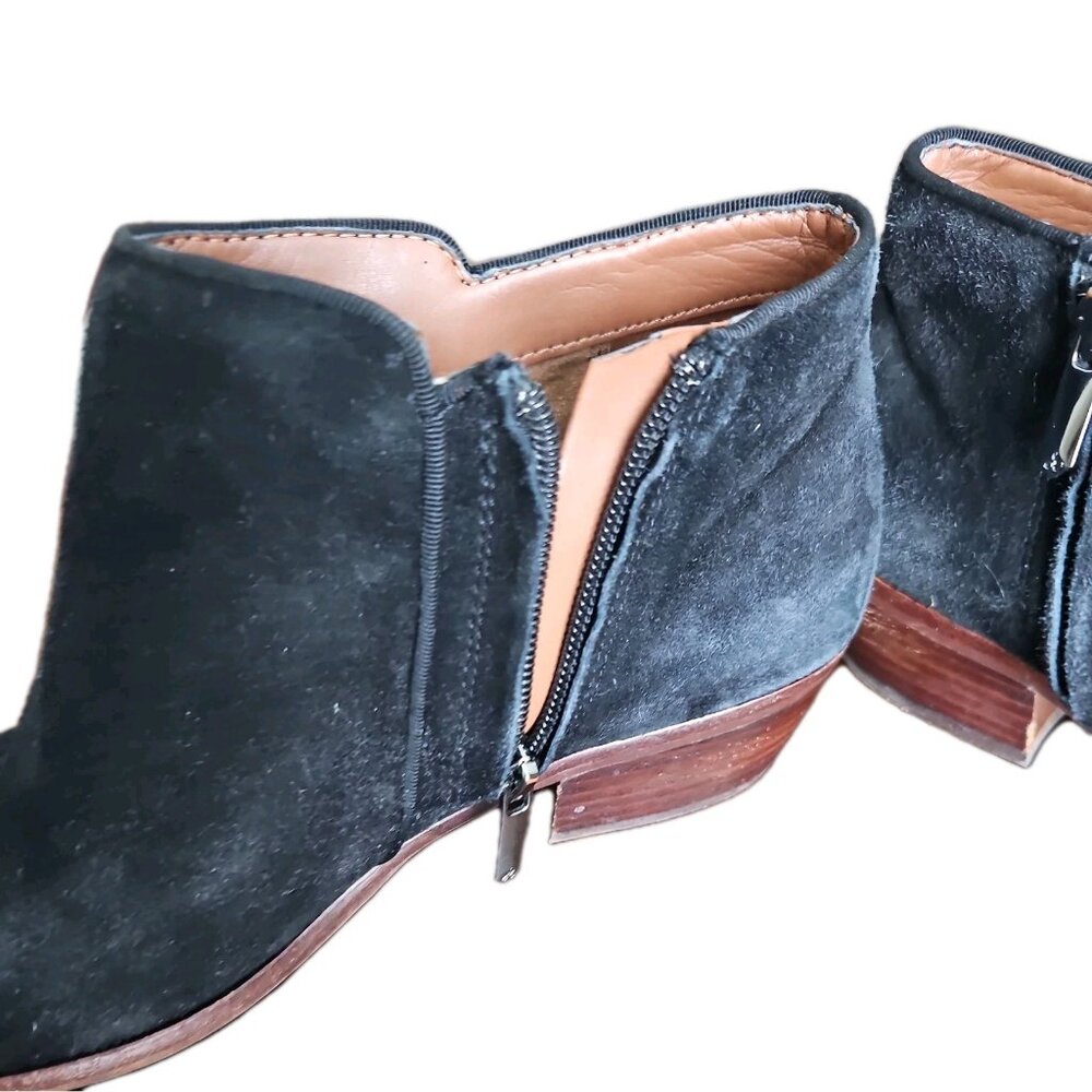 Sam Edelman Petty Ankle Booties Womens Size 8M EUR 38 Black Suede Leather Zip - Picture 6 of 8